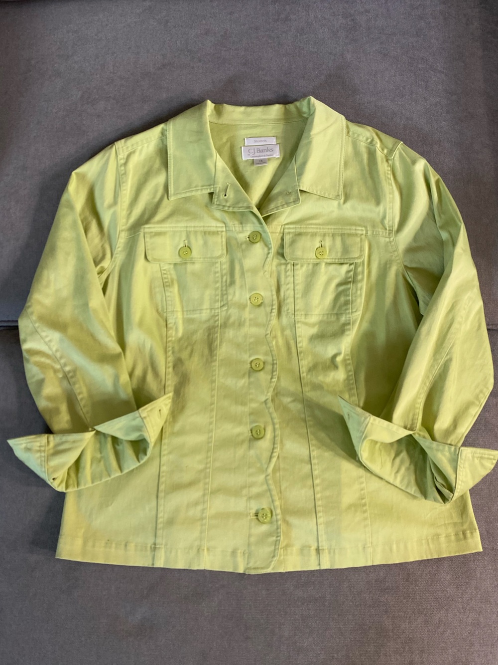 Women's Light Green Button-Front Jacket